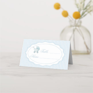 Blue Stroller Baby Boy Shower Table Numbers プレイスカード