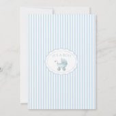 Blue Stroller Baby Carriage Bow Preppy Boy Shower 招待状 (裏面)