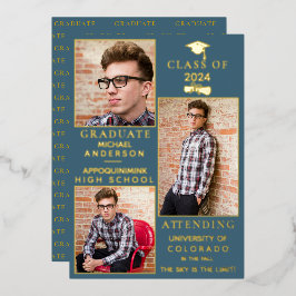 Blue-SuedeゴールドフォイルHS卒業発表 箔シーズンカード