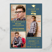 Blue-SuedeゴールドフォイルHS卒業発表 箔シーズンカード (正面)