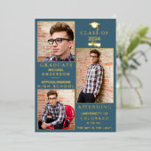 Blue-SuedeゴールドフォイルHS卒業発表 箔シーズンカード (立ち正面)