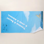Blue Summer, Bright Sky, White Name ビーチタオル (正面)