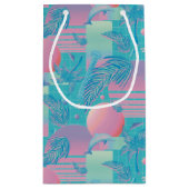 Blue Summer Vaporwave Sunset Birthday スモールペーパーバッグ (裏面)