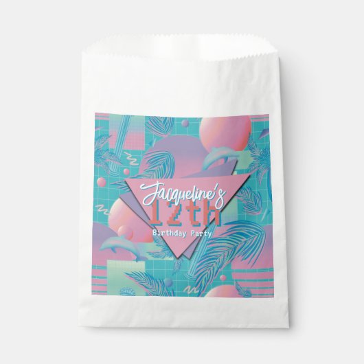 Blue Summer Vaporwave Sunset Birthday フェイバーバッグ (正面)