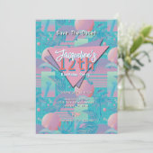 Blue Summer Vaporwave Sunset Birthday 招待状 (スタンド正面)