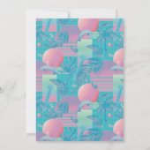 Blue Summer Vaporwave Sunset Birthday 招待状 (裏面)