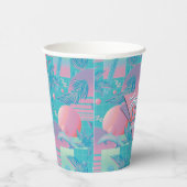 Blue Summer Vaporwave Sunset Birthday 紙コップ (右)