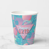 Blue Summer Vaporwave Sunset Birthday 紙コップ (正面)