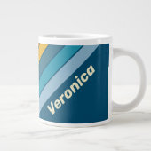 Blue Sun Stripes with Name ジャンボコーヒーマグカップ (右)