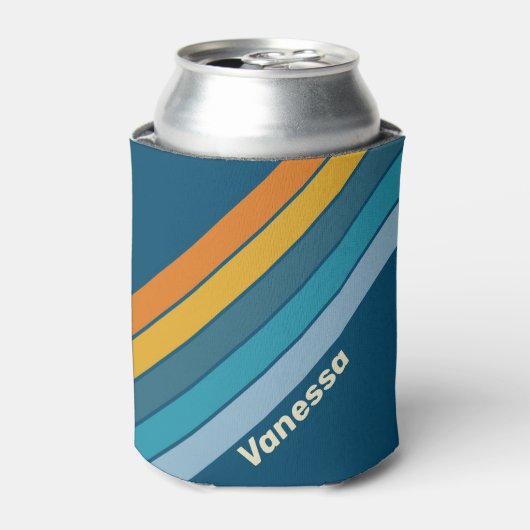 Blue Sun Stripes with Name 缶クーラー (缶正面)