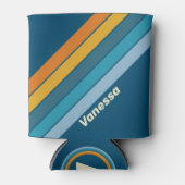 Blue Sun Stripes with Name 缶クーラー (正面)