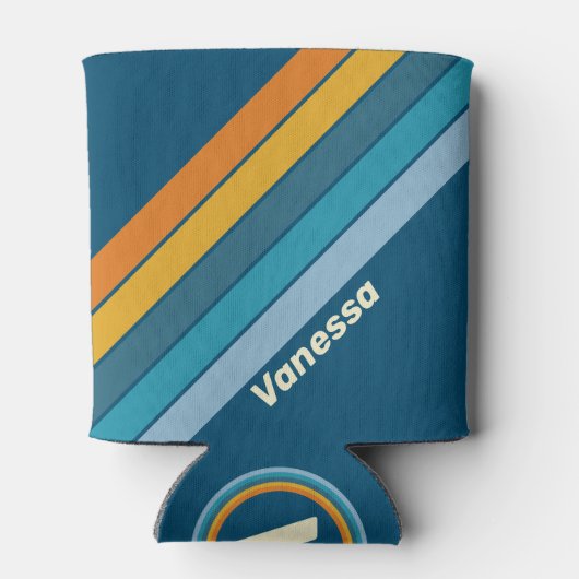 Blue Sun Stripes with Name 缶クーラー (裏面)