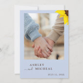 Blue  Sunflower Wedding Invitation With Photo 招待状 (裏面)