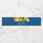 Blue Sunflower Wedding Water Bottle Label ペットボトルラベル (シングルラベル)