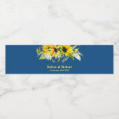 Blue Sunflower Wedding Water Bottle Label ペットボトルラベル (シングルラベル)