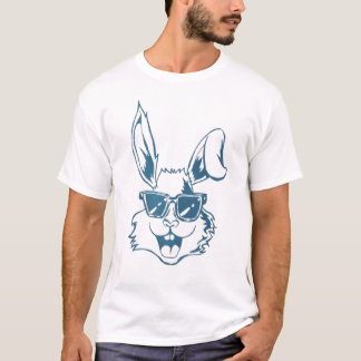Blue Sunglass Bunny Line Art Tシャツ