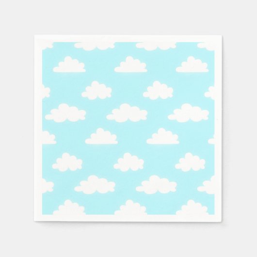 Blue Sunny Sky with Clouds Design Paper Napkins スタンダードカクテルナプキン (正面)
