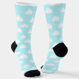 Blue Sunny Sky with Clouds Design Socks ソックス