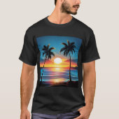 Blue Sunset Beach Tee - Tranquil Shoreline in Twil Tシャツ (正面)