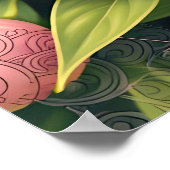 Blue Swallowtail Butterfly Floral Botanical Art ポスター (角)