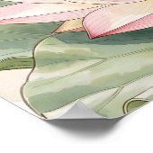  Blue Swallowtail Butterfly With Lotus Flower Art ポスター (角)