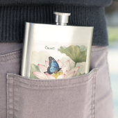 Blue Swallowtail Butterfly With Lotus Flower Name フラスク (インサイチュ)