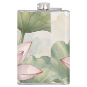 Blue Swallowtail Butterfly With Lotus Flower Name フラスク (裏面)