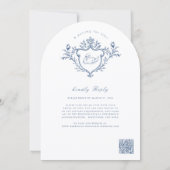Blue Swan Crest Toile Wedding All in One  招待状 (裏面)