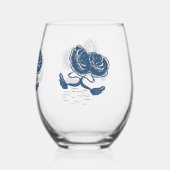 blue swans set / Ensemble de verres bleu ステムなしワイングラス (裏面)