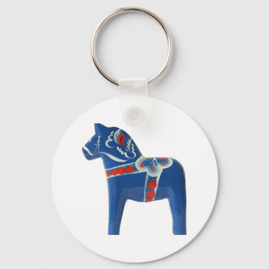 Blue Swedish Dala Horse キーホルダー (正面)