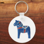 Blue Swedish Dala Horse キーホルダー (正面)