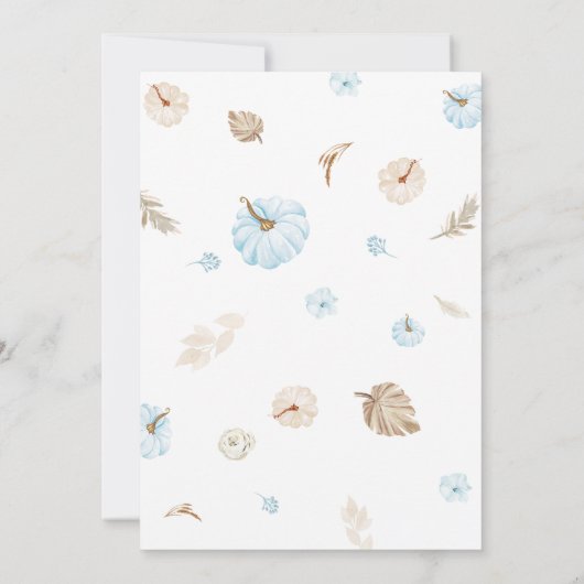 Blue Sweet Little Pumpkin Fall Baby Shower 招待状 (裏面)