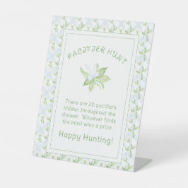 Blue Sweet Pea Boy Pacifier Hunt Baby Shower 台座サイン