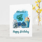 Blue Sweet Sixteen Birthday Card カード (黄色い花)