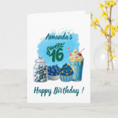 Blue Sweet Sixteen Birthday Card カード (黄色い花)