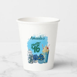 Blue Sweet Sixteen Paper Cups 紙コップ