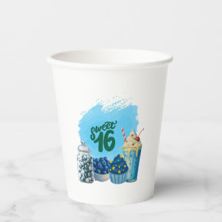 Blue Sweet Sixteen Paper Cups 紙コップ