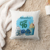 Blue Sweet Sixteen Pillow クッション (ブランケット)