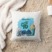Blue Sweet Sixteen Pillow クッション (ブランケット)