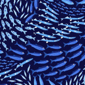 Blue Swimming Ocean Fish - Dark ラッピングペーパー