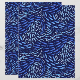 Blue Swimming Ocean Fish - Dark Scrapbook Paper