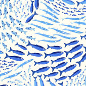 Blue Swimming Ocean Fish - Light ラッピングペーパー