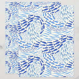 Blue Swimming Ocean Fish - Light Scrapbook Paper