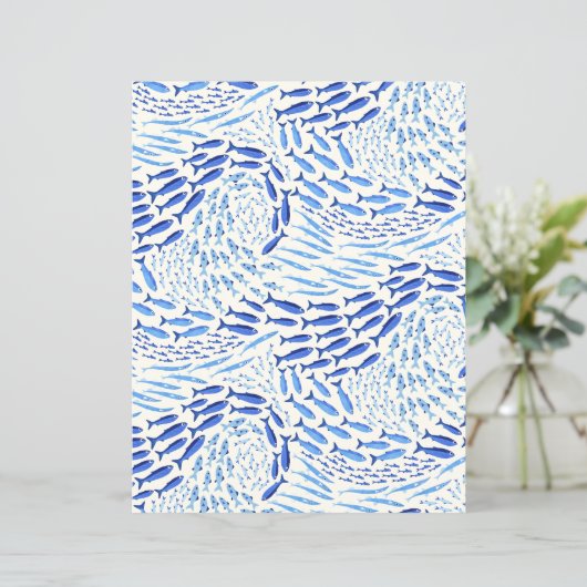 Blue Swimming Ocean Fish - Light Scrapbook Paper (スタンド正面)