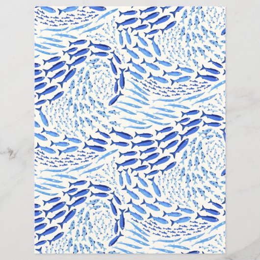 Blue Swimming Ocean Fish - Light Scrapbook Paper (正面)