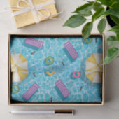 Blue Swimming Pool With Colorful Pool Floats 薄葉紙 (ギフト)