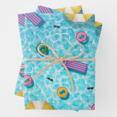 Blue Swimming Pool With Colorful Pool Gear Summer ラッピングペーパーシート (インサイチュ)