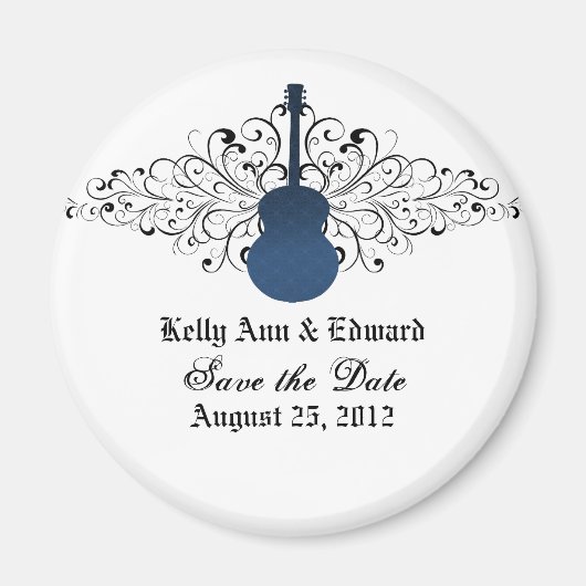 Blue SwirlsギターSave the Date Magnet マグネット (正面)
