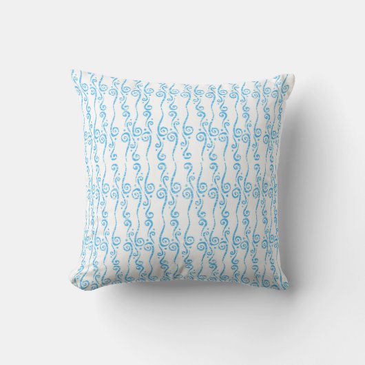 Blue Swirls Throw Cushion  クッション (正面)