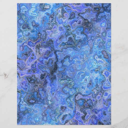 Blue Swirly Marble Scrapbook Paper 2-Sided Page (正面)